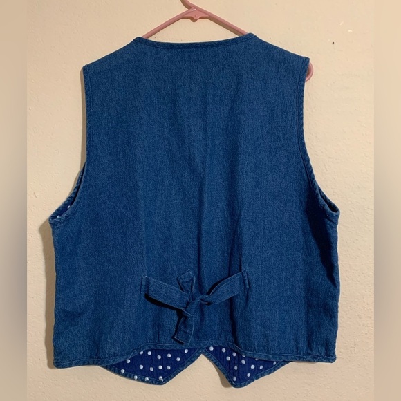 Dress Barn Denim Quilted Front Christmas Snowman Snowflakes Vest sz 1X - Picture 4 of 5